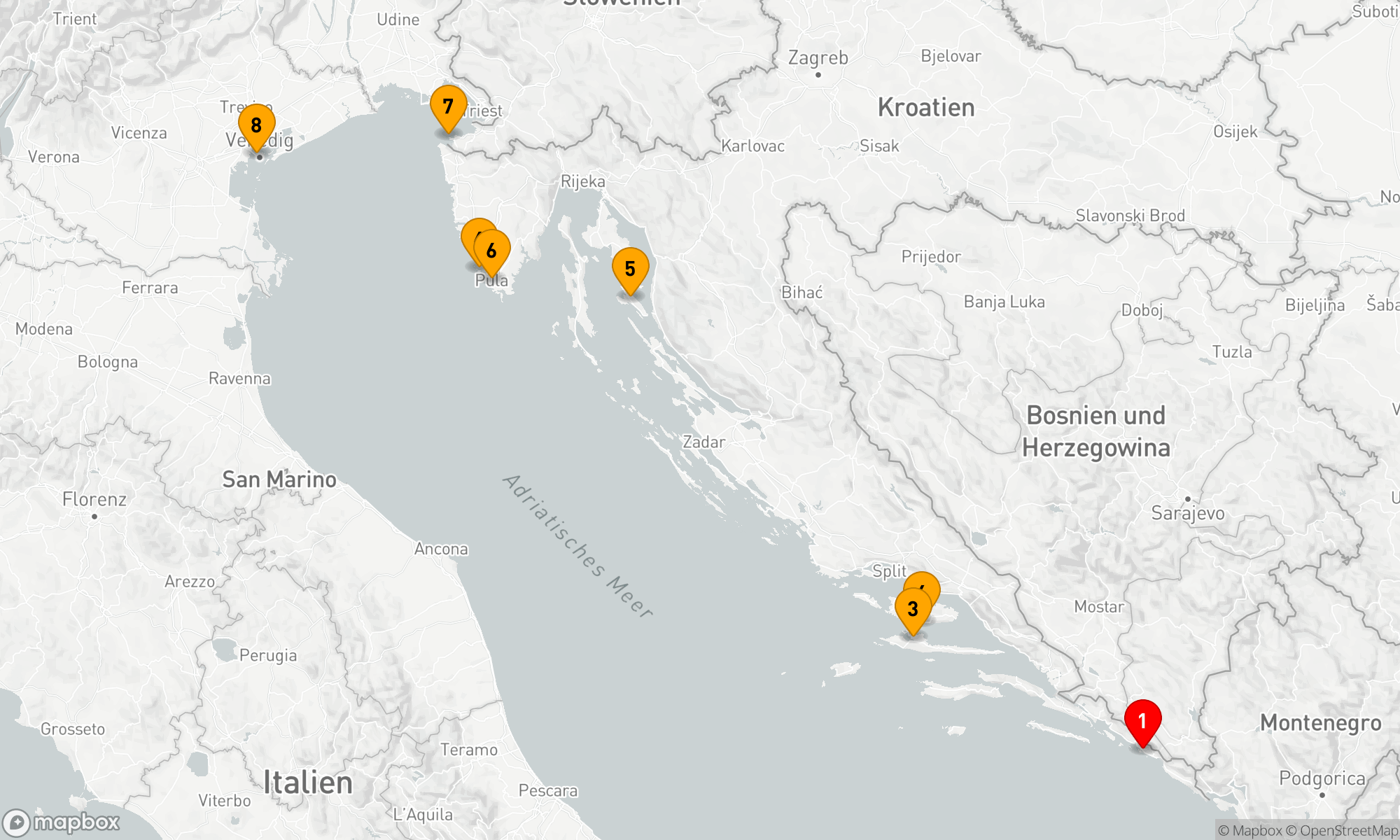 Städte und Pracht der Adria